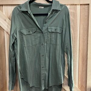 Hollister Olive Green Striped Shirt